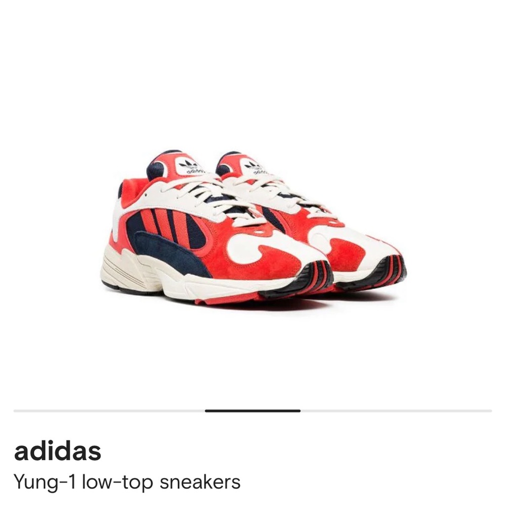 Adidas Yung 1 red/navy/off-white chunky sneaker.